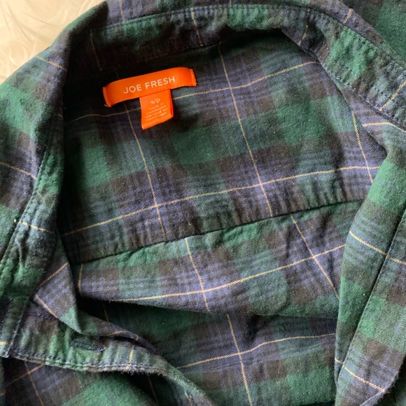 Blue and green plaid long sleeve top - Picture 2 of 2